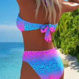 Sofia | Halter Neck Leopard Print Gradient Swimsuit
