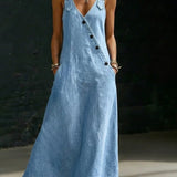 Vera™ | Long Button-Up Denim Dress