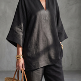 Georgiana | V Neck Tunic Gathered Trouser Set