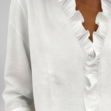 Amoura | Blouse with Ruffles, V-Neck and Long Sleeves