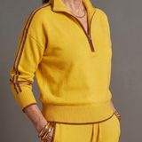 Rain | Zip Neck Long Sleeve Side Stripe Leg Pants Set
