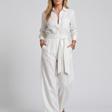 Jovie | Long Sleeve Button Front Wide Leg Jumpsuit