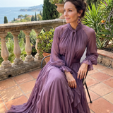 Demetria | Tie Neck Ruffle Tiered Maxi Dress