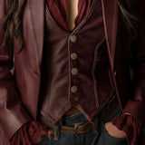 Retro Burgundy Eco-Friendly Leather Blazer