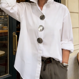 Rachel | Statement Button Stand Collar Blouse