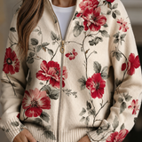 Wilhelmine™ | Vintage Rose Print Zip Cardigan