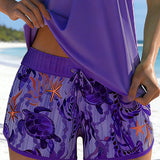 Barbara | Elegant Ocean Print Split Tankini