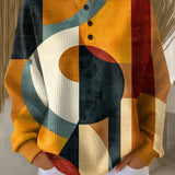 Lærke | Waffle Sweater with Geometric Pattern