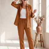 Noor | Long Sleeve Shirt Tapered Pants Set