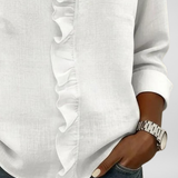 Amoura | Blouse with Ruffles, V-Neck and Long Sleeves
