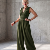Vincenza | Deep V Waist Defined Wide Leg Jumpsuit