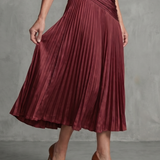 Theodora | Pleated Waistline Stripe Midi Dress