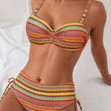 Rose | Two Piece Swimsuit with Striped Print