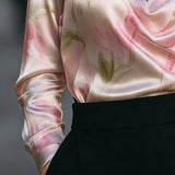Elegant Satin Floral Blouse