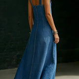 Vera™ | Long Button-Up Denim Dress