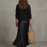 Luciana | Bias Fall Satin Skirt Knit Layer Set