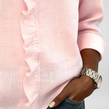 Amoura | Blouse with Ruffles, V-Neck and Long Sleeves