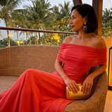 June | Off Shoulder Draped Midi Dress