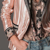Tailored Blazer with Bohemian Satin Stripes