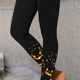 Lily | Halloween-Inspired Black Pumpkin Print High Waist Ankle Length Legging