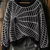 Jocelyn | Halloween Casual Spider Web Pattern Round Neck Long Sleeve Sweatshirt