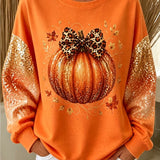 Eva | Halloween Casual Bow Pumpkin Graphic Versatile Sweatshirt