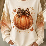Eva | Halloween Casual Bow Pumpkin Graphic Versatile Sweatshirt