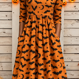 Summer | Halloween-Inspired Summer Dress Round Neck Half Sleeve T-Shirt Dress A-Line Dress