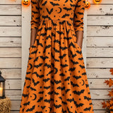 Summer | Halloween-Inspired Summer Dress Round Neck Half Sleeve T-Shirt Dress A-Line Dress