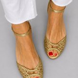 Isadora | Woven Gold Sandals