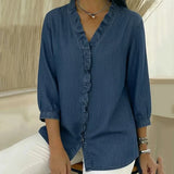 Abigail™ Elegant Denim Blouse