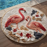 Elegant Round Beach Towel Flamingo