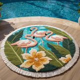 Round Beach Towel Flamingo Lagoon