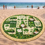 Lucky Gnome Round Beach Towel