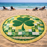 Lucky Clover Round Beach Towel