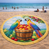 Round Beach Towel Parrot Fruit