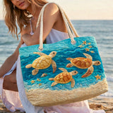 Quilted Beach Bag Golden Turtle Shore