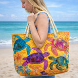 Quilted Beach Bag Turtle Dreams Coral