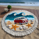 Free Spirit Van Round Beach Towel