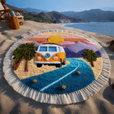 Free Spirit Van Round Beach Towel