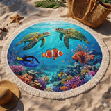 Round Beach Towel Marine Life