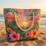 Tropical Sunrise Quilted Beach Bag