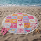 Round Beach Towel Citrus Flamingo