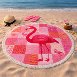 Round Beach Towel Twin Flamingos