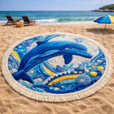 Round Beach Towel Deep Blue