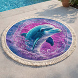 Round Beach Towel Purple Splash