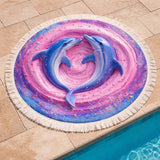 Round Beach Towel Twin Dolphins