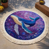 Cosmic Whale Round Beach Towel