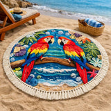Round Beach Towel Twin Parrots