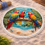 Round Beach Towel Parrot Trio
